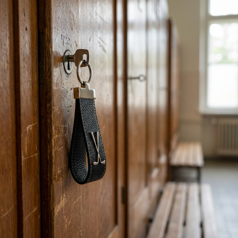 Laden Sie das Bild in den Galerie-Viewer, Golf Schlüsselanhänger Leder &amp; Edelstahl - schwarz