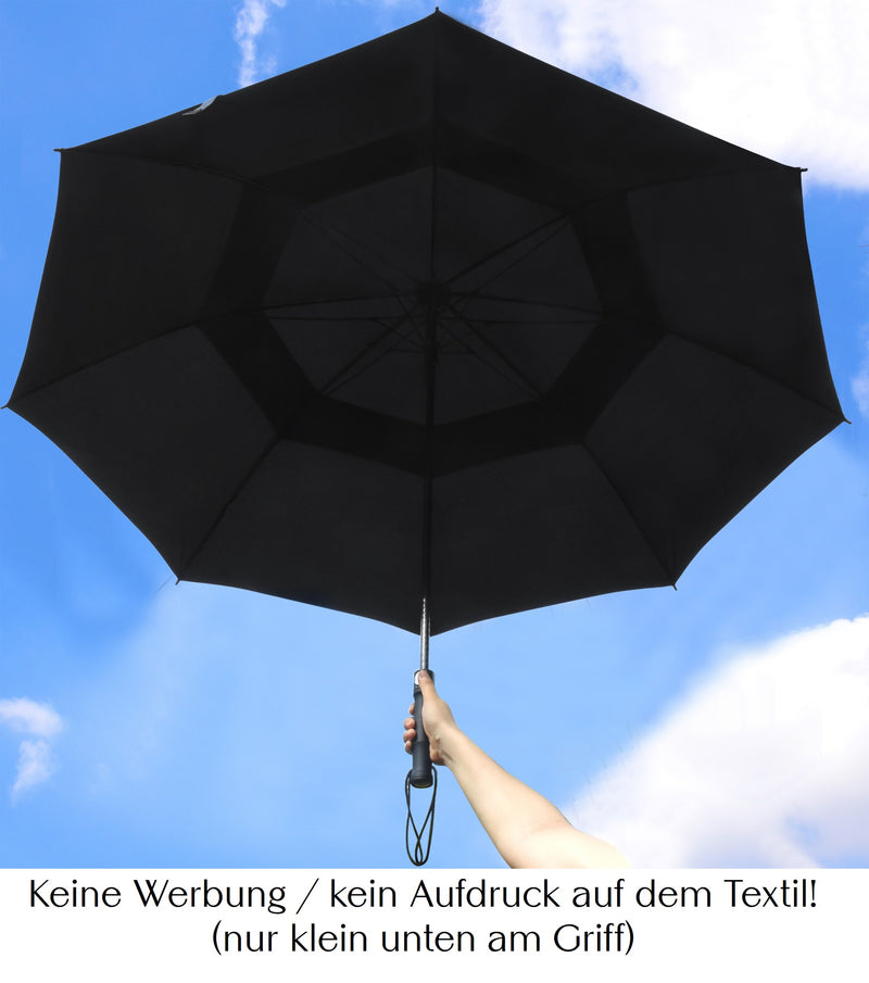 Laden Sie das Bild in den Galerie-Viewer, Golf Regenschirm schwarz XXL Ø162 cm – komplett schwarz &amp; sturmfest ☂️✨ GOLFSCHIRM