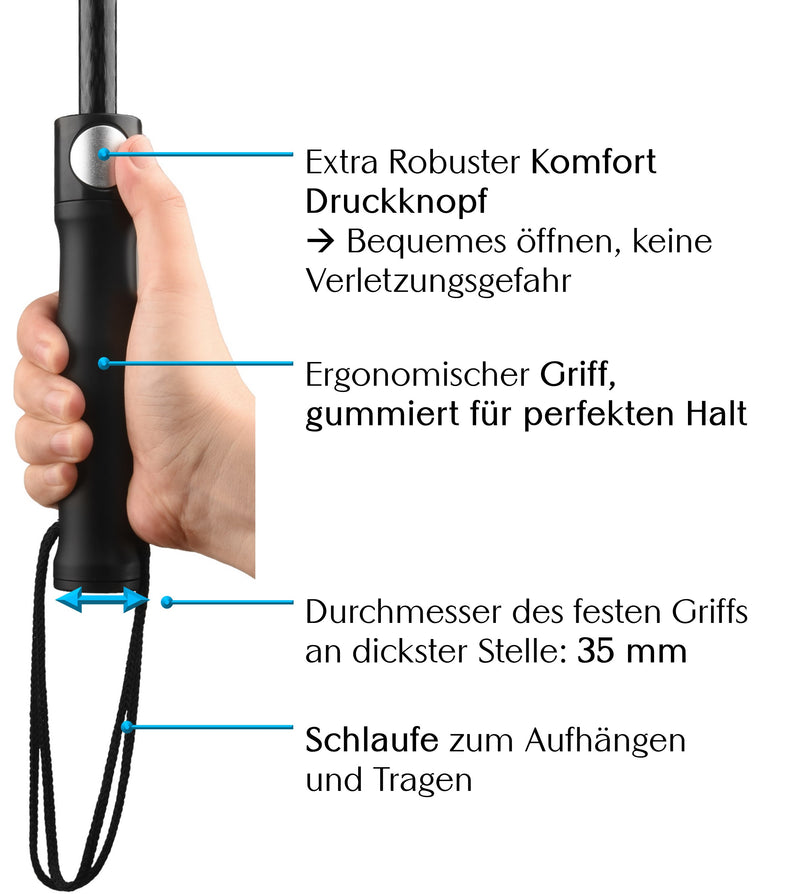 Laden Sie das Bild in den Galerie-Viewer, Golf Regenschirm schwarz XXL Ø162 cm – komplett schwarz &amp; sturmfest ☂️✨ GOLFSCHIRM