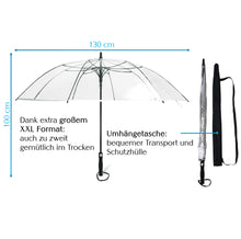 Laden Sie das Bild in den Galerie-Viewer, Durchsichtiger Regenschirm XXL extra groß mit Umhängetasche