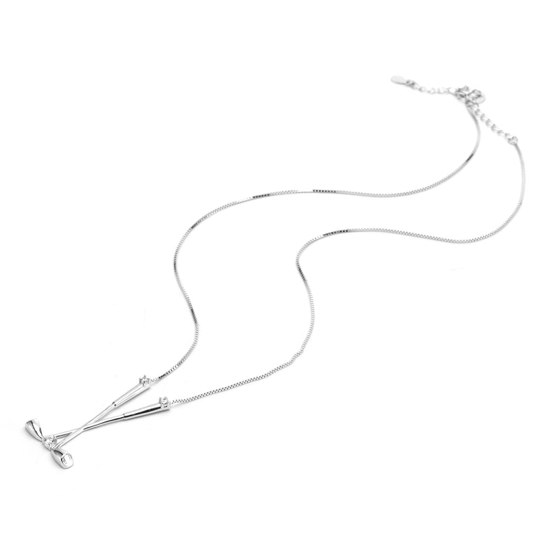 Laden Sie das Bild in den Galerie-Viewer, Kette Golferin 925 Silber mit drei Zirkonia Kristallen