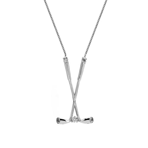 Kette Golferin 925 Silber mit drei Zirkonia Kristallen