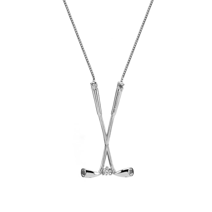 Kette Golferin 925 Silber mit drei Zirkonia Kristallen
