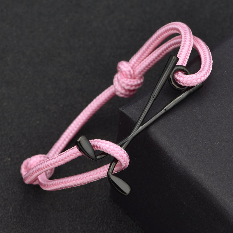 Laden Sie das Bild in den Galerie-Viewer, Golf Armband Edelstahl-schwarz - pink